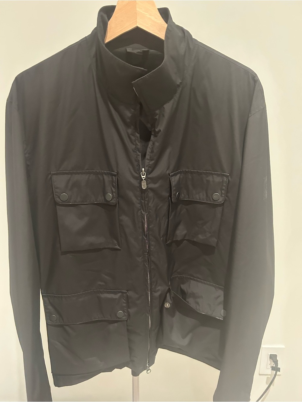 Belstaff Black Field Jacket with Four Front Flap Pockets